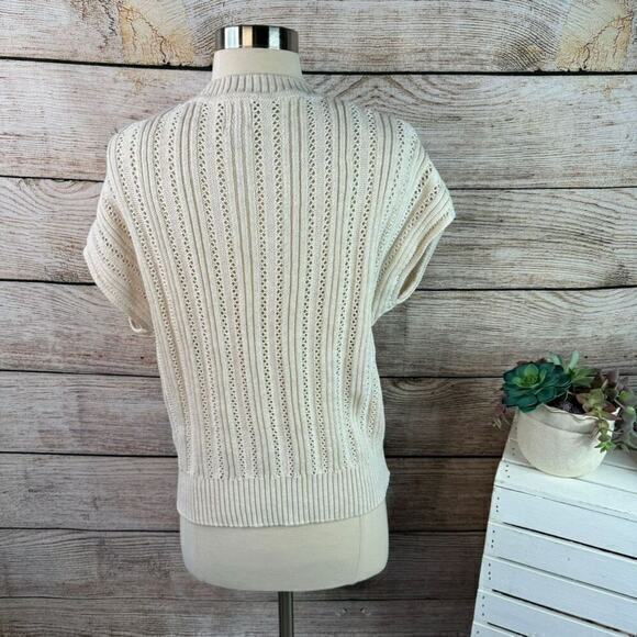 Joie‎ Ivory V-Neck Cable Knit Dolman Sleeve Sweater Vest Women's Size Small - Picture 3 of 6